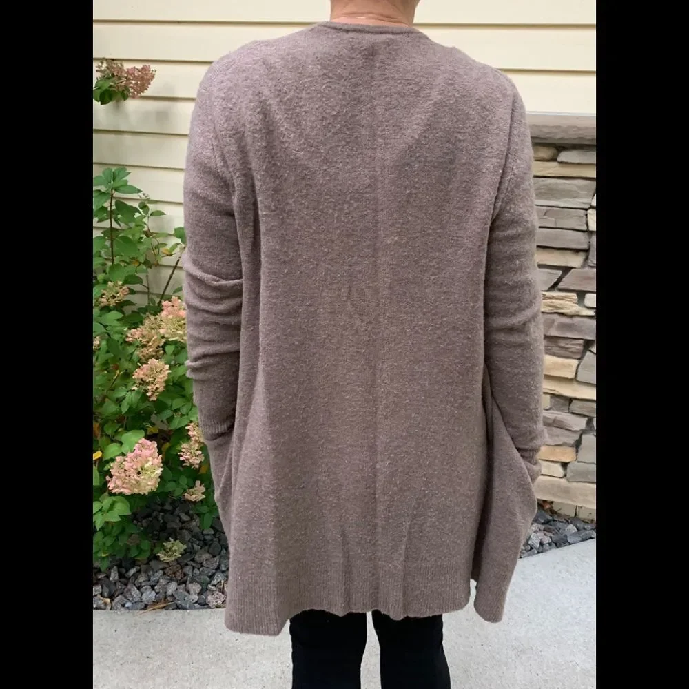 Madewell light chocolate oversized cardigan, nylon/merino wool/alpaca, pockets,S - Picture 3 of 7